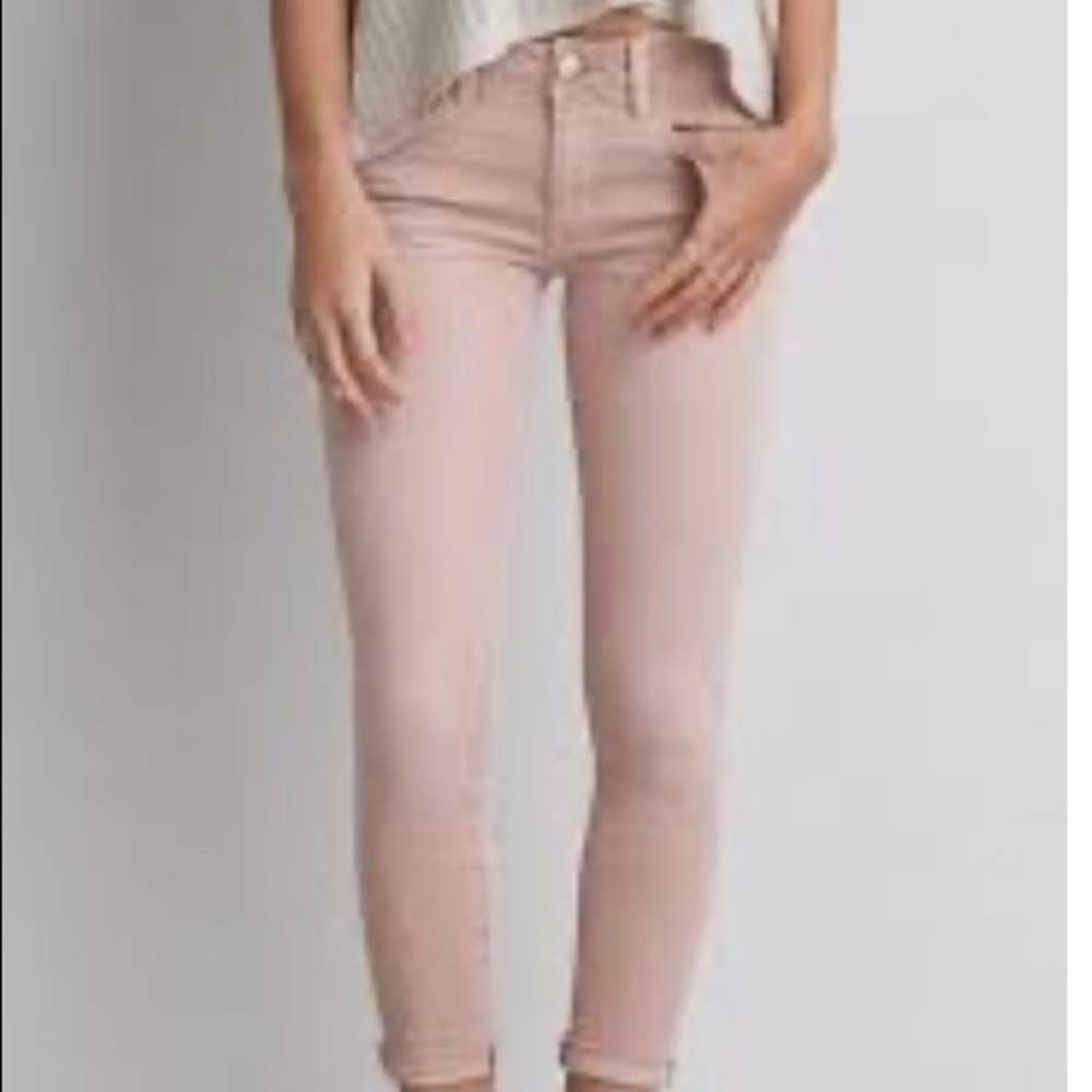 American eagle blush colored crop jeggings size 6